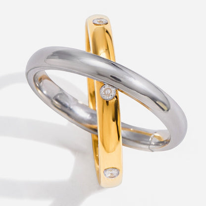 18K Gold and Silver Two Tone Multiple Linked Spinelli Trinity Ring Stack