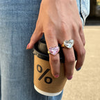 18K Gold Glam Romance Pink Heart Statement Ring