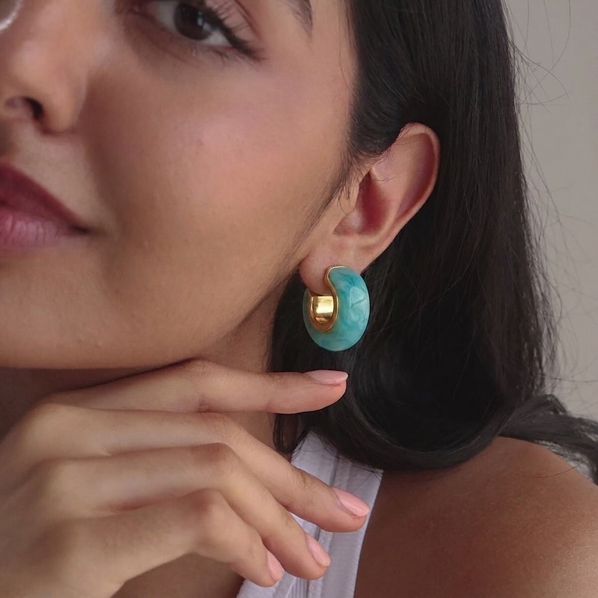 18K Gold Summer Gelato Chunky Hoop Huggie Earrings