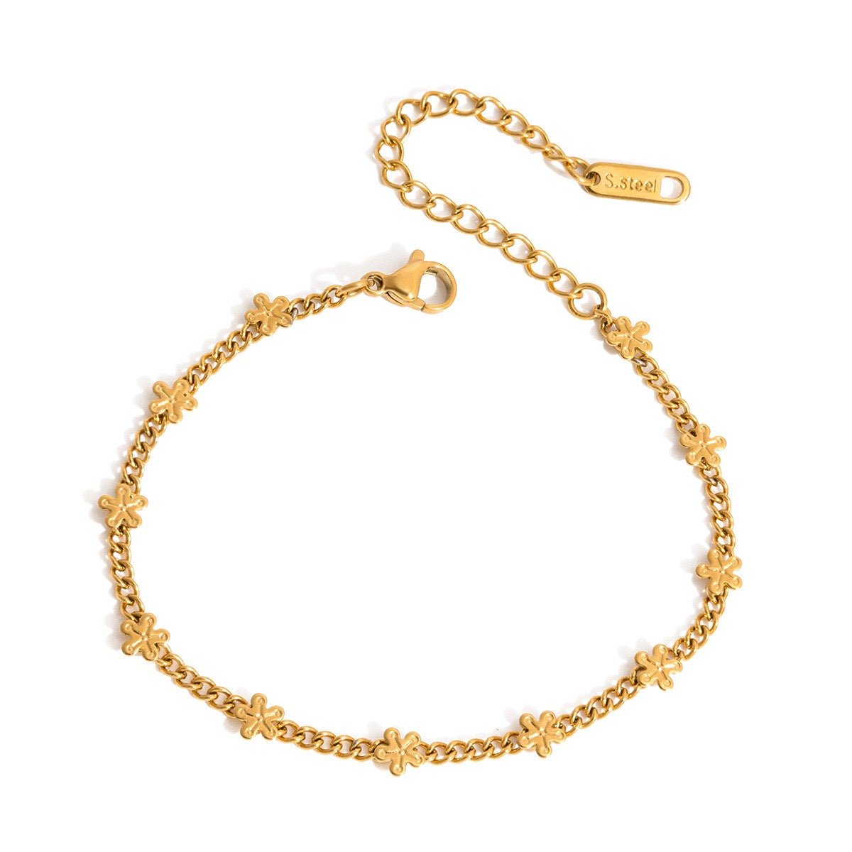 18K Gold Petal Tease Dainty Flower Chain Necklace Jewelry Set