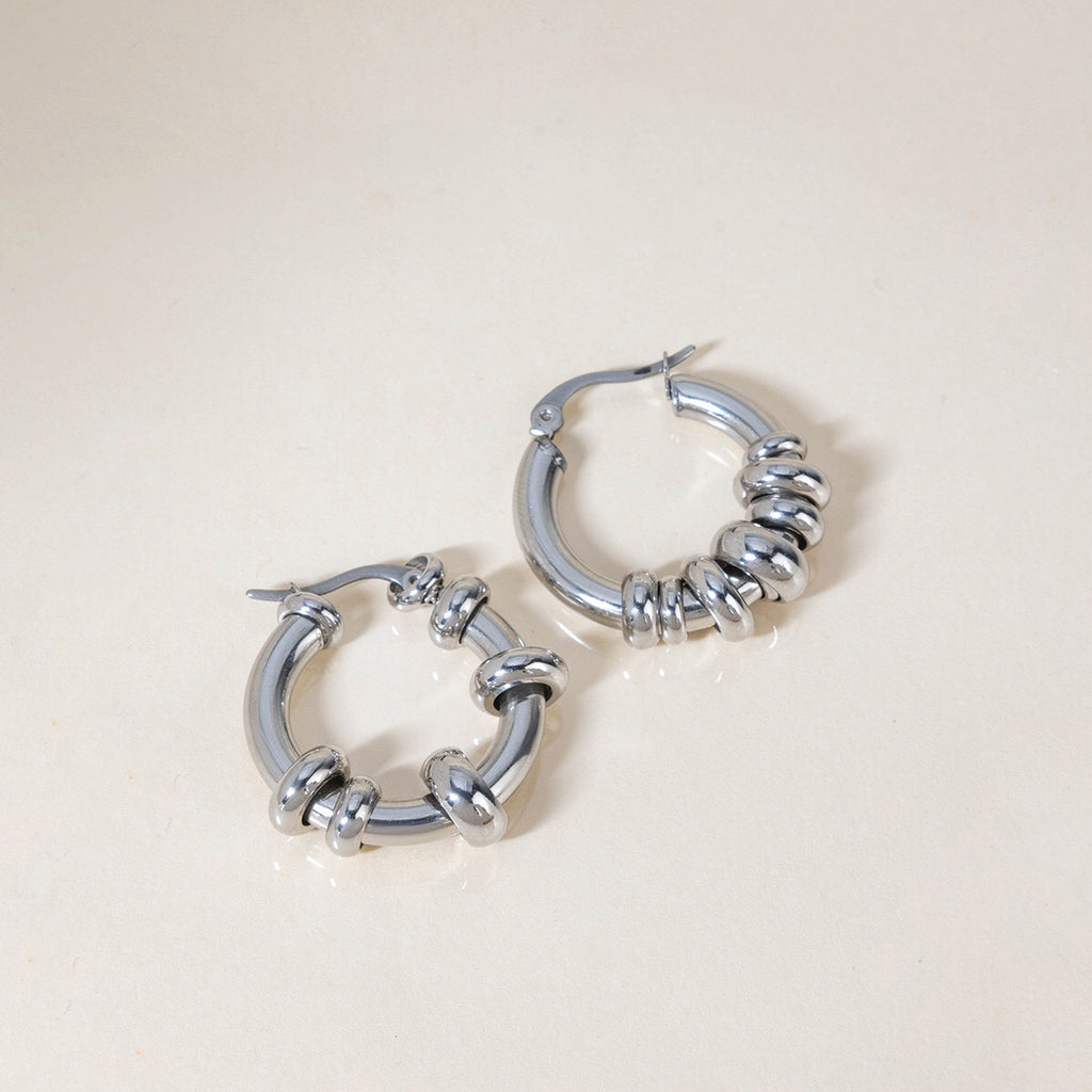 18K Gold Linked Rings Small Hoop Huggie Earrings
