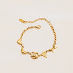 18K Gold Afternoon Tea Heart Chain Bracelet Stack