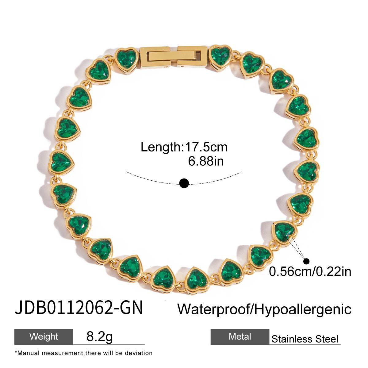 18K Gold Green Royale Emerald Tennis Chain Bracelet Stack