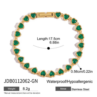 18K Gold Green Royale Emerald Tennis Chain Bracelet Stack