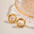 18K Gold Bubble Circle Stud Earrings
