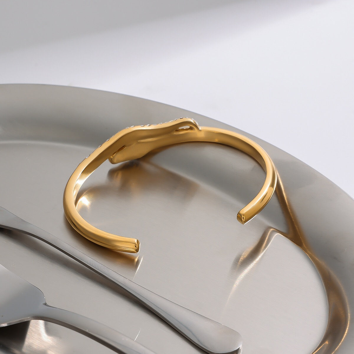 18K Gold Serpent Seduction Statement Bangle Bracelet Stack