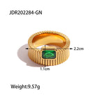 18K Gold Ribbed Band Ring