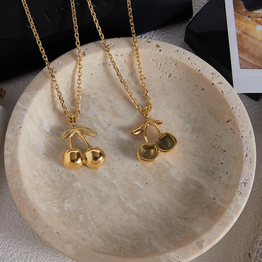18K Gold Cherry Crush Pendant Cute Necklace