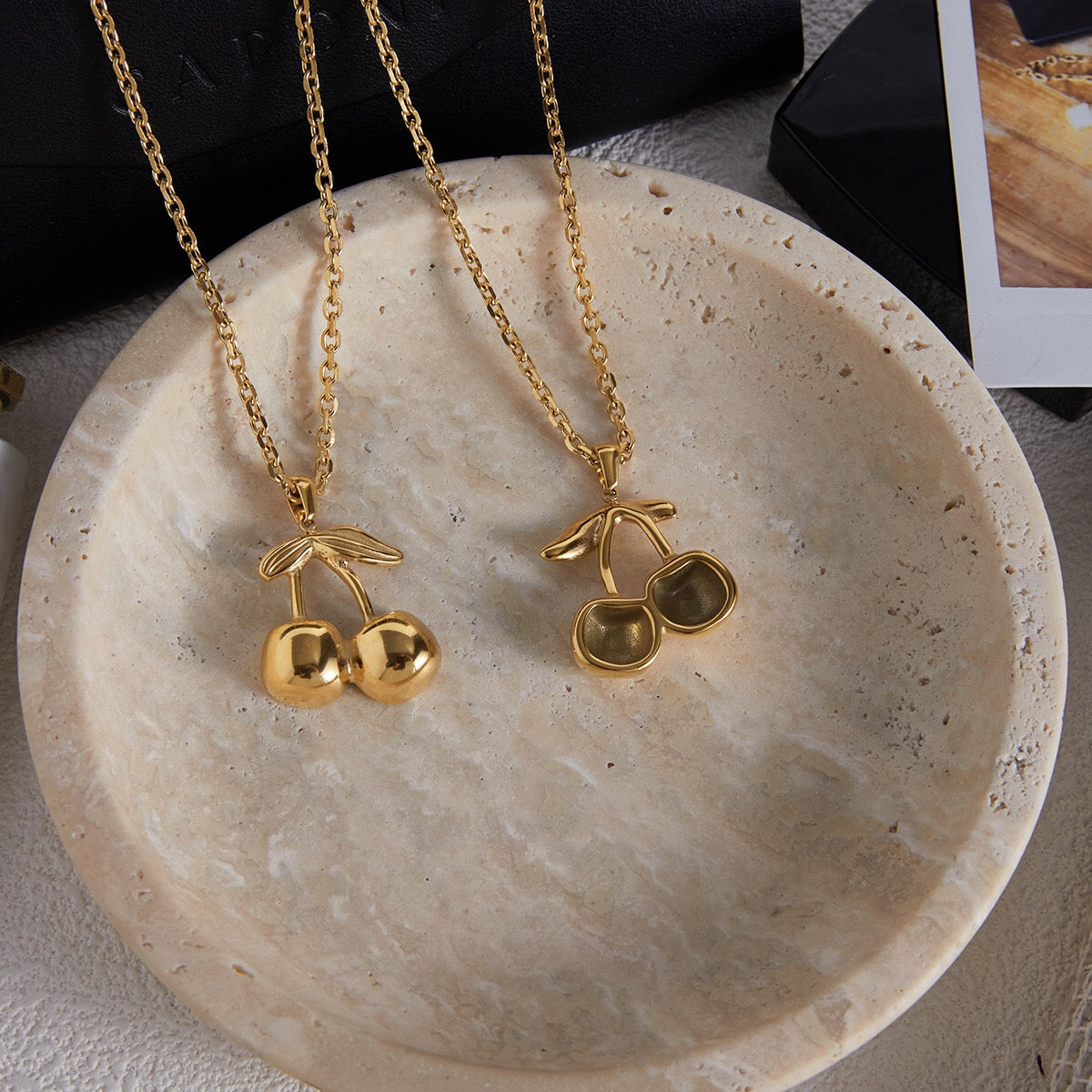 18K Gold Cherry Crush Pendant Cute Necklace