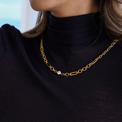 18K Gold One and Only Paperclip Circle Chain Long Necklace