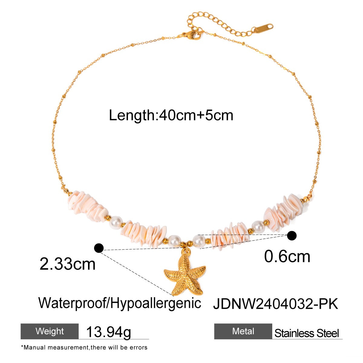 18K Gold Starfish Puka Shell Necklace