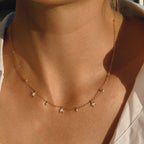 18K Gold Tempting Shimmer Heart Star Dainty Chain Necklace
