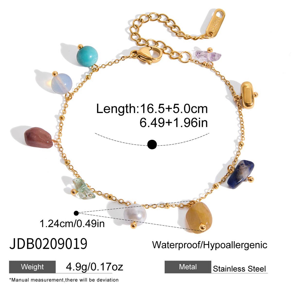 18K Gold Sunkissed Memory Color Beads Chain Bracelet