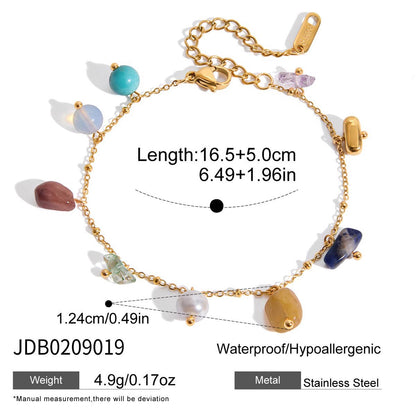 18K Gold Sunkissed Memory Color Beads Chain Bracelet