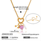 18K Gold Cherry Crush Pink Heart Charm Necklace