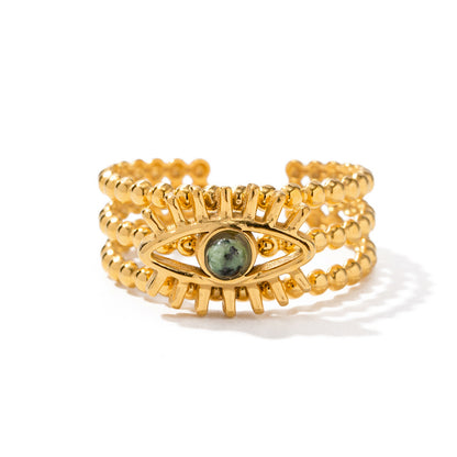 18K Gold Evil Eye Band Ring