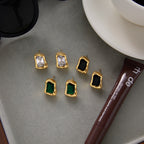 18K Gold Liquid Form Statement CZ Stud Earrings