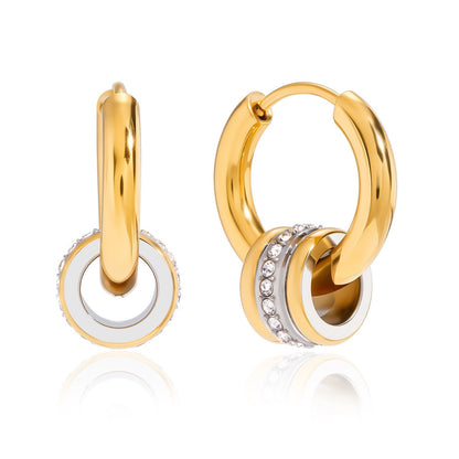 18K Gold and Silver Two Tone Spinelli Muse Small Hoop Huggie Earrings