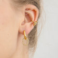 18K Gold Cosmic Charm Huggie Dangle Earrings Star Ear Cuff Set