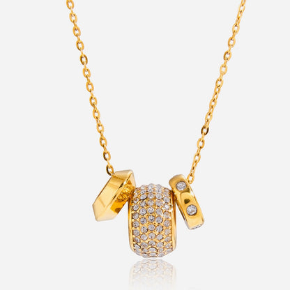 18K Gold Glitter Babe Dainty Ring Long Pendant Necklace