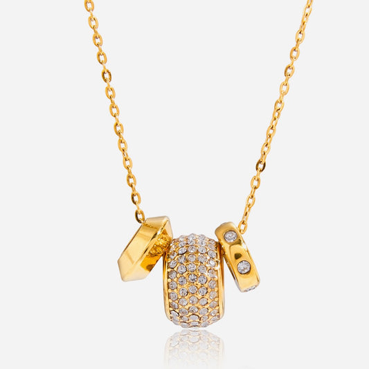 18K Gold Glitter Babe Dainty Ring Long Pendant Necklace