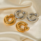 18K Gold Chunky Hoop Statement Huggie Earrings