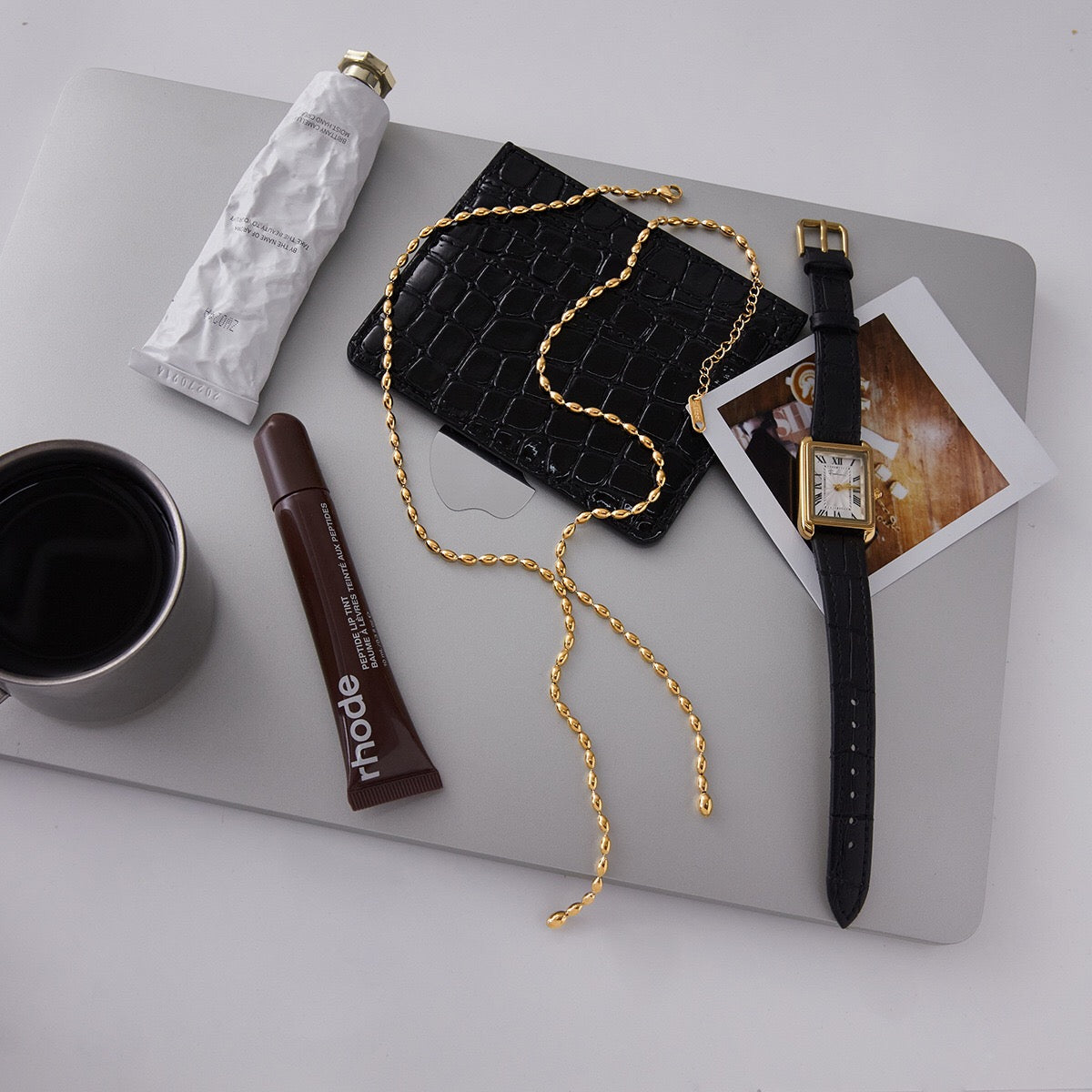 18K Gold Gala Beaded Y Shape Lariate Chain Necklace