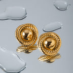 18K Gold Swirl Flower Statement Stud Earrings