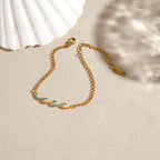 18K Gold Ocean Whisper Pave Blue Wave Dainty Chain Bracelet