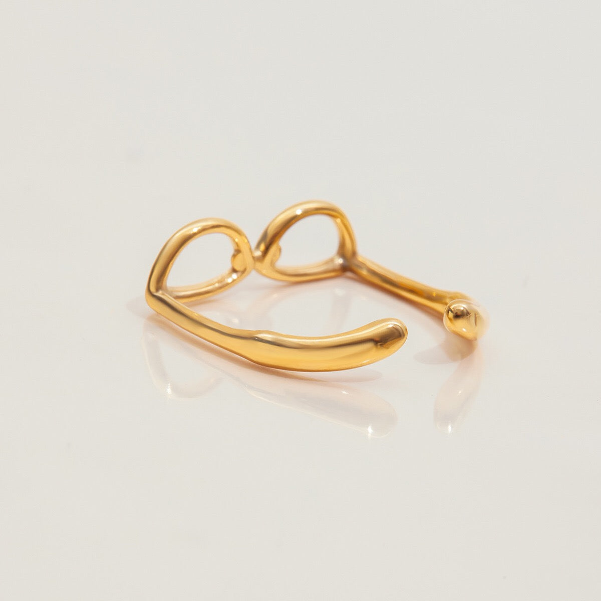18K Gold Sexy Nerd Dainty Glasses Stacking Cuff Ring