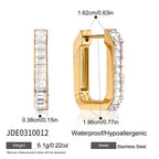 18K Gold Full Glam Rectangle Hoop Huggie Earrings CZ Ear Cuffs Stack