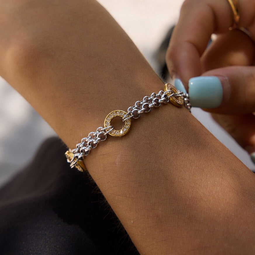 18K Gold and Silver Off Duty Two Tone Chain Bracelet
