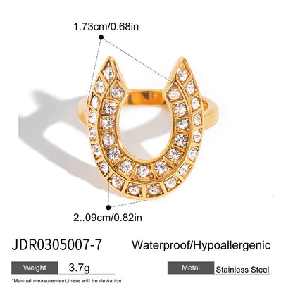 18K Gold Bling Horseshoe Statement Ring