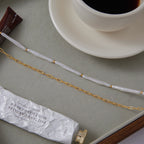 18K Gold Elegance Long Paper Clip Chain Layered Necklace Set