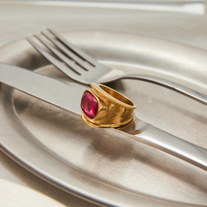 18K Gold Power Pink Statement Cocktail Ring