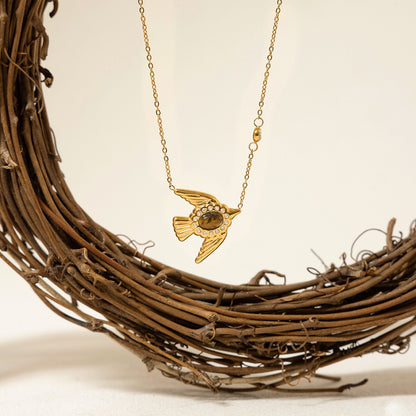 18K Gold Free Spirit Tiger Eye Bird Ring