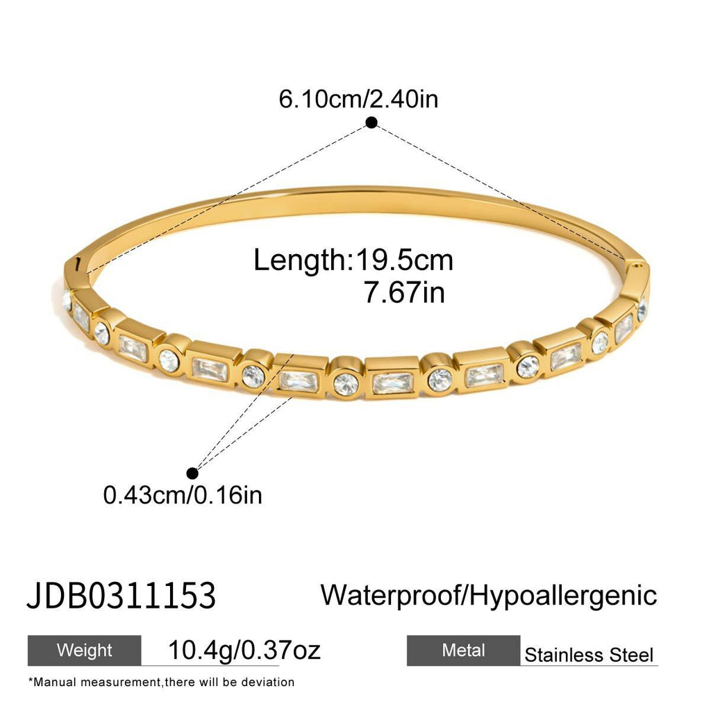 18K Gold Starlight Seduction Color Gem Bangle Bracelet