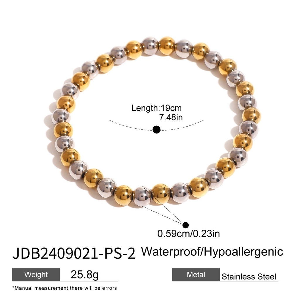 18K Gold and Silver Two Tone Essential Beaded Bracelet