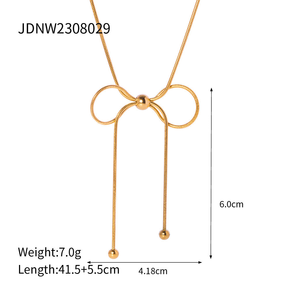 18K Gold Bow Rope Necklace