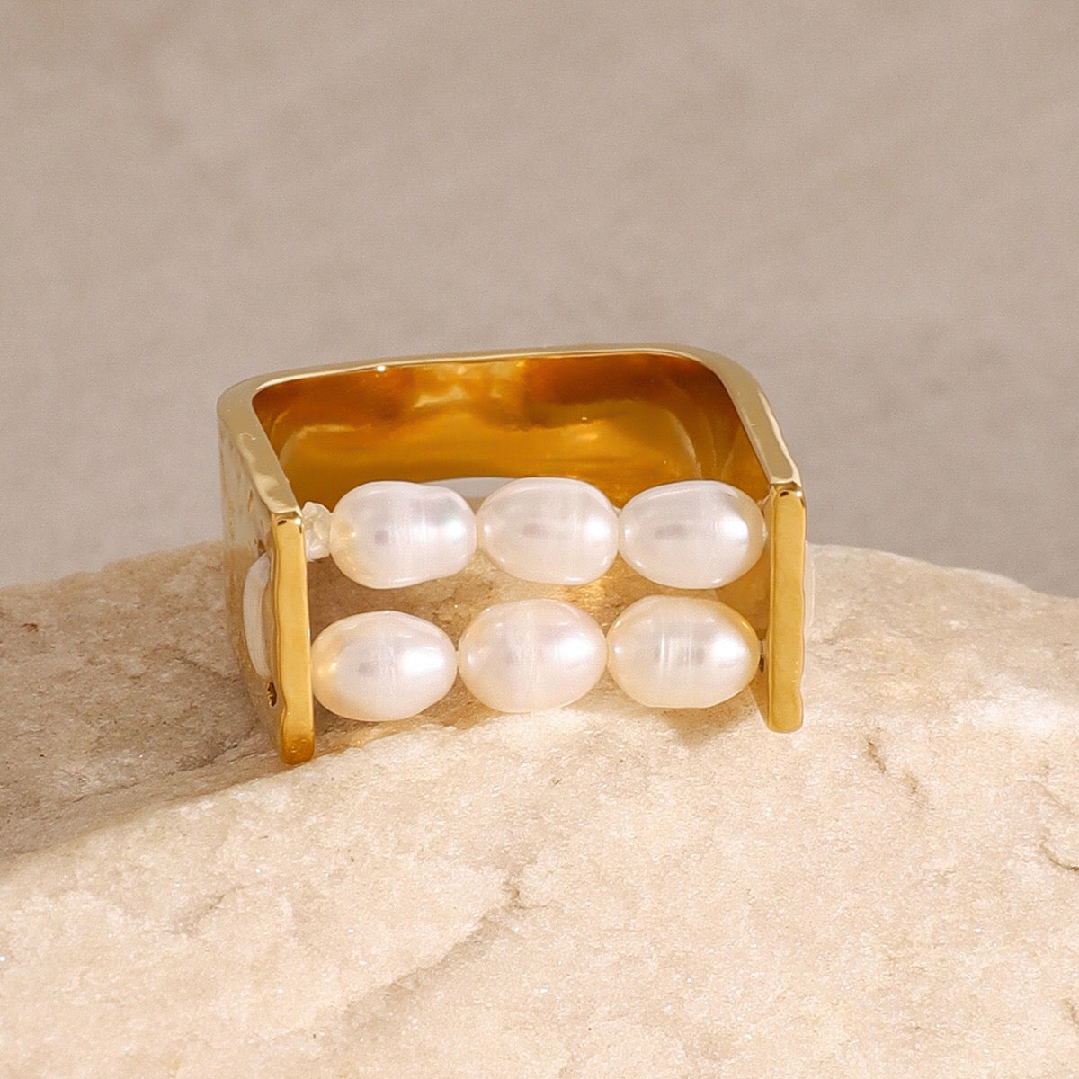 18K Gold Endless Muse Beaded Pearl Statement Ring