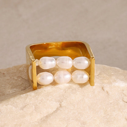 18K Gold Endless Muse Beaded Pearl Statement Ring