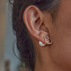18K Gold Extra Bling Stud Earrings Ear Cuff Set