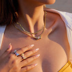 18K Gold Pink Butterfly Curb Chain Necklace