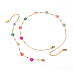 18K Gold Beaded Flower Necklace