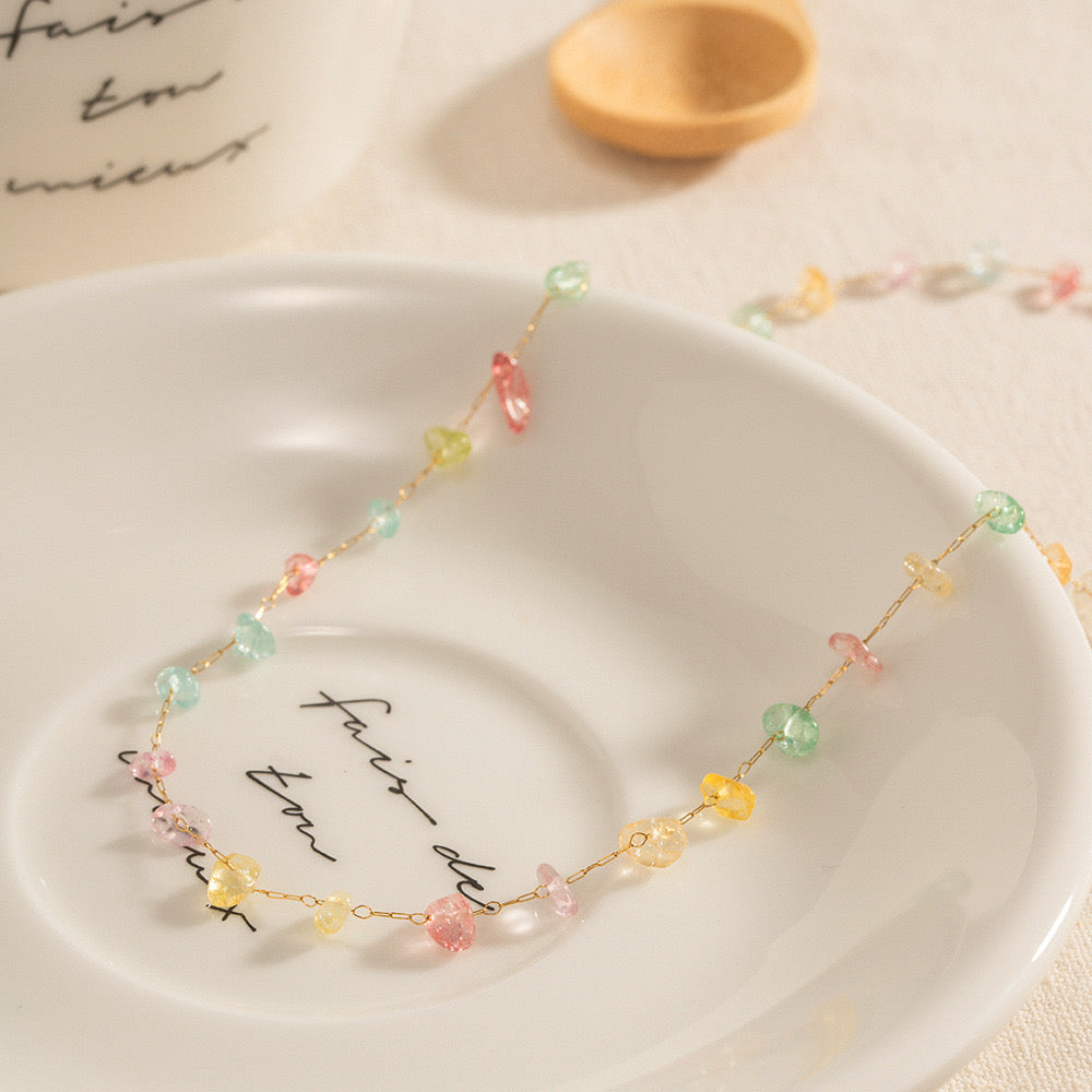 18K Gold Gemstone Crystal Bracelet