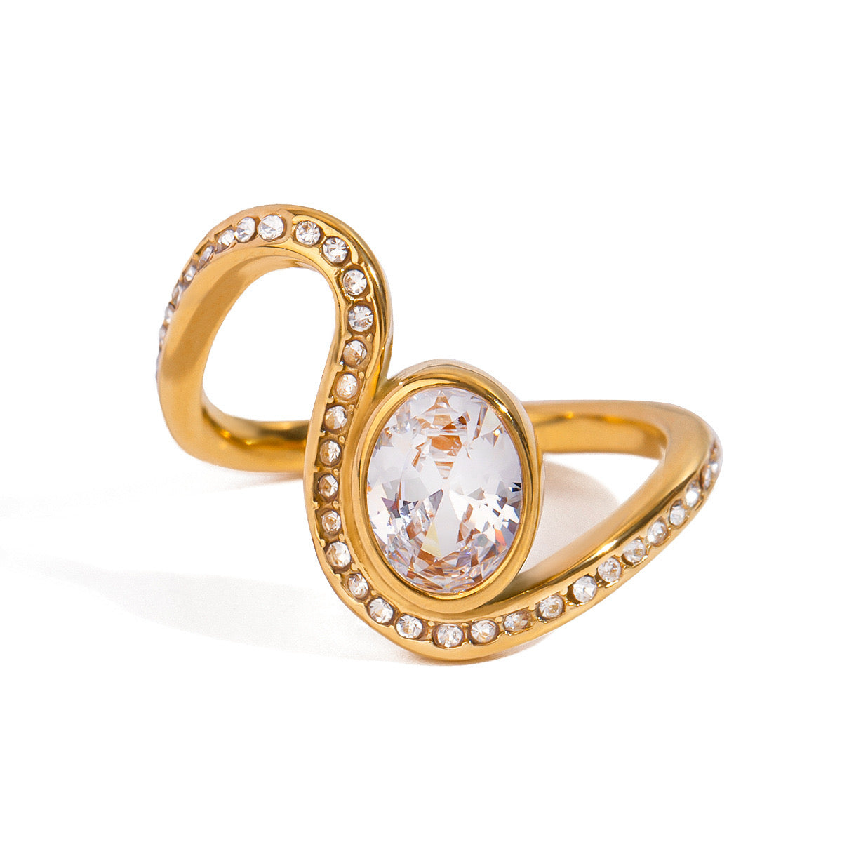 18K Gold Unique Flow Forever Jewel Statement Ring