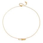 18K Gold Bling Love Letter Pink Jewel Paperclip Chain Layered Necklace Set