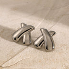 18K Gold Chunky X Statement Stud Earrings