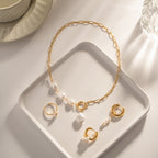 18K Gold Baroque Pearl Pendant Chunky Statement Necklace