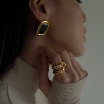 18K Gold Disco Rush Pop Color Statement Stud Earrings